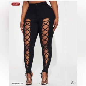 Bottle Service Lace Up Skinny Jeans